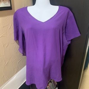 G by Guess Women's XL Purple Sheer Cloth Layered Blouse w/flowing short sleeves